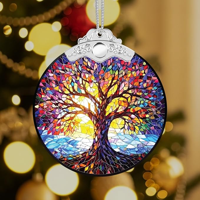 Christmas Ornaments 2025 Faux Stained Glass Effect, Christmas Tree Ornaments - Image 7