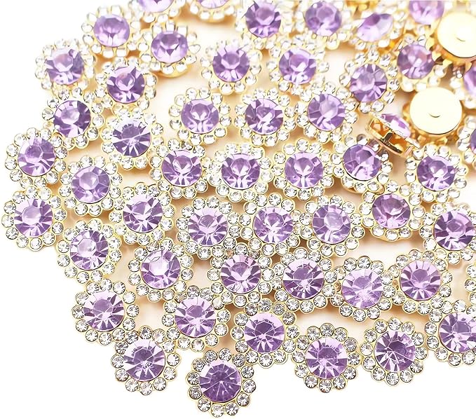 12mm 150pcs Crystal Violet Sew on Rhinestones, Crystals Glass Gems by Unknown