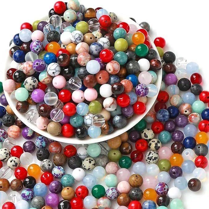 100PCS 10mm Natural Multicolor Stone Beads Round Loose Spacers Beads by NaturalStoneBeads