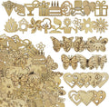 DIYOMR 200Pcs Hollow Wood Pieces Unfinished Wooden Vintage Embellishments by DIYOMR