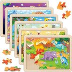 SYNARRY Wooden Puzzles for Kids Ages 4-6, 6 Packs 60 PCs Jigsaw Puzzles by SYNARRY