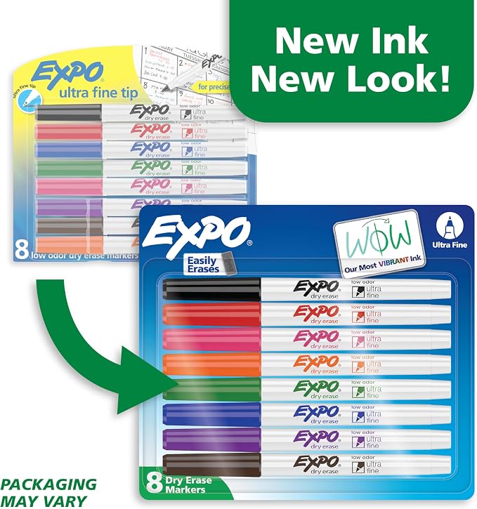 EXPO Dry Erase Markers, Low Odor Ink, Ultra Fine Tip, Organization, School - Image 2