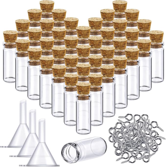 Yungyan 50 Pieces Small Mini Glass Bottles Jars by Yungyan