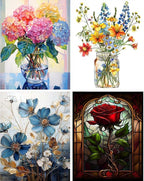 4 Pack Flower Cross Stitch Kits by Unknown