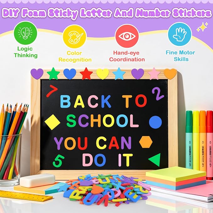 664 PCS Foam Letter Stickers, Foam Alphabet Number Shape Stickers, Self - Image 5
