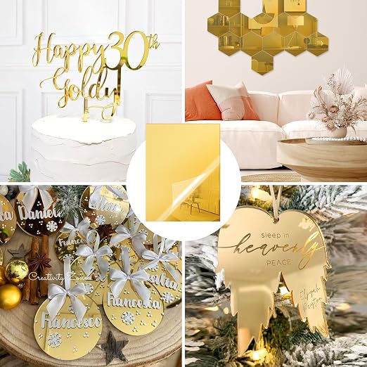 3 Pack Gold Mirrored Acrylic Sheets, 16 x 12 Inch | 1/8 In Thick, Glossy - Image 6