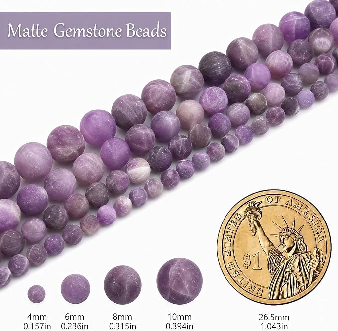 10mm Matte Amethyst Bead, 15-Inch Matte Round Loose Stone Beads - Image 3
