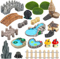 QUOZUO 21 Pcs Fairy Garden Miniatures Accessories Bridge House Landscape Water by QUOZUO