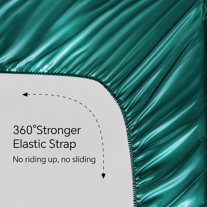 BEDELITE King Size Sheets Set, Luxury Soft Teal Satin Sheets - Image 5