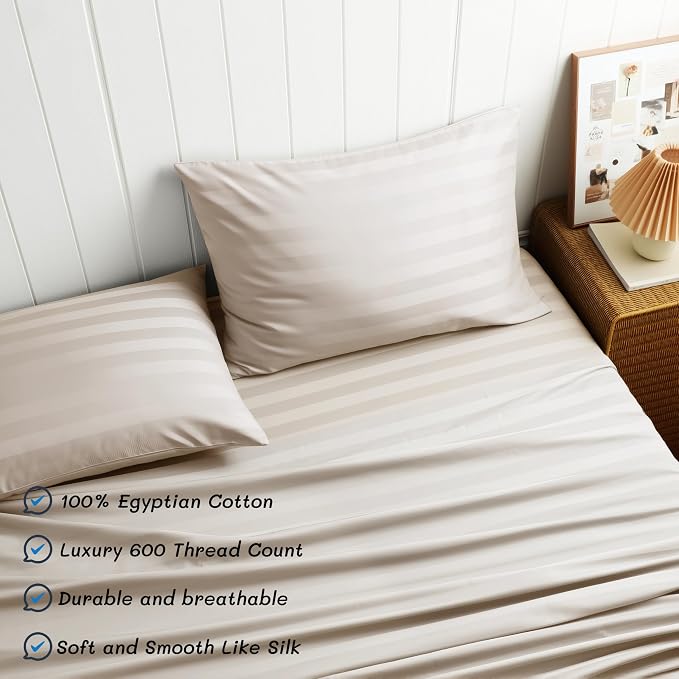 Cotton Flat Sheets Only, 600 TC 100% Cotton Flat Sheet Top Sheet Only, Cal King - Image 2