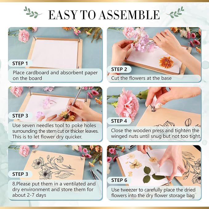 Aboofx Large Flower Press Kit for Adults, 10.8"x6.9" 6 Layers Wooden Flower - Image 5