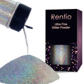 Renfio Holographic Ultra Fine Glitter Powder Metallic Resin Glitter 2.11 Oz PET by Renfio