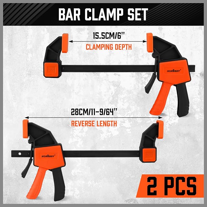 HORUSDY 6-Inch Bar Clamps for Woodworking, Heavy-Duty F-Clamp & Spreader - Image 2