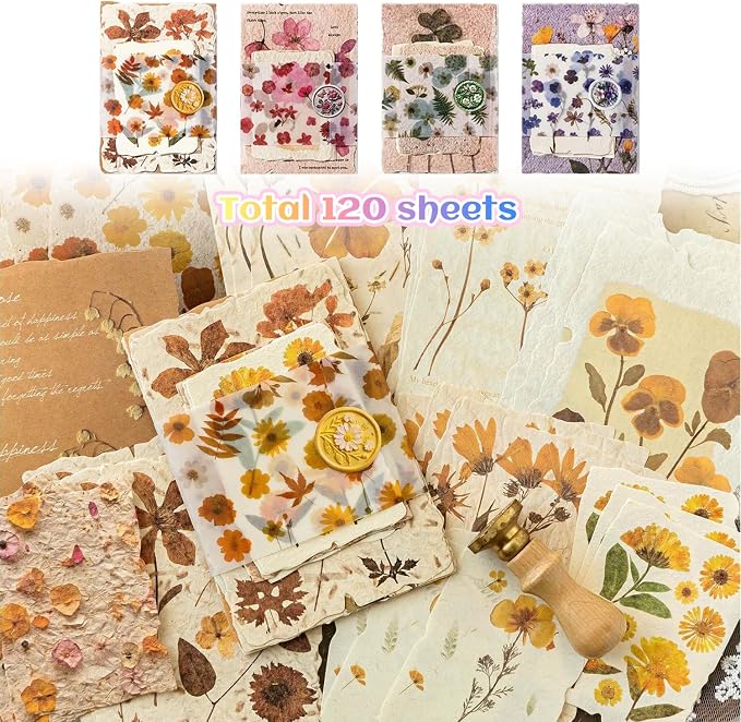120 Pcs Floral Textured Scrapbook Paper Junk Journal Supplies Stationery | 4 - Image 5