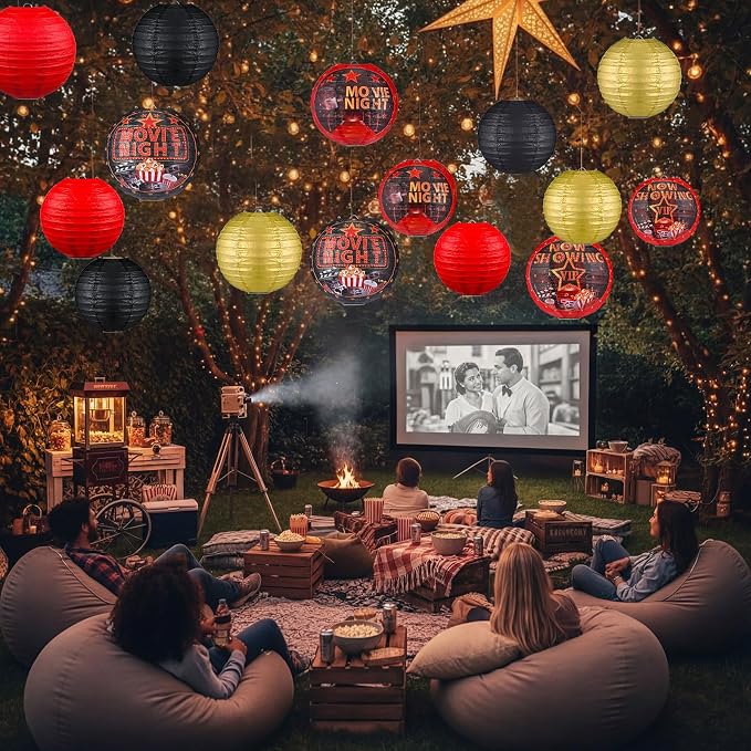 Panelee 12 Pcs Movie Night Party Decorations Theme Hanging Paper Lanterns - Image 7
