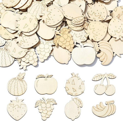 100 Pcs Unfinished Wooden Cutouts Fruit Wood Shapes Painting Wooden Crafts Wood by URURLIFEHALL
