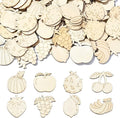 LiQunSweet 100 Pcs Mixed Styles Fruit Theme Unfinished Wood Cutout Apple by LiQunSweet