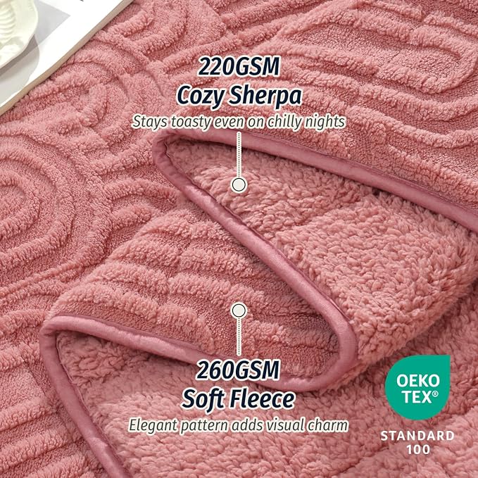 Wemore Jacquard Fleece Weighted Blanket Queen Size 60" x 80" 15lbs, Ultra Soft - Image 3