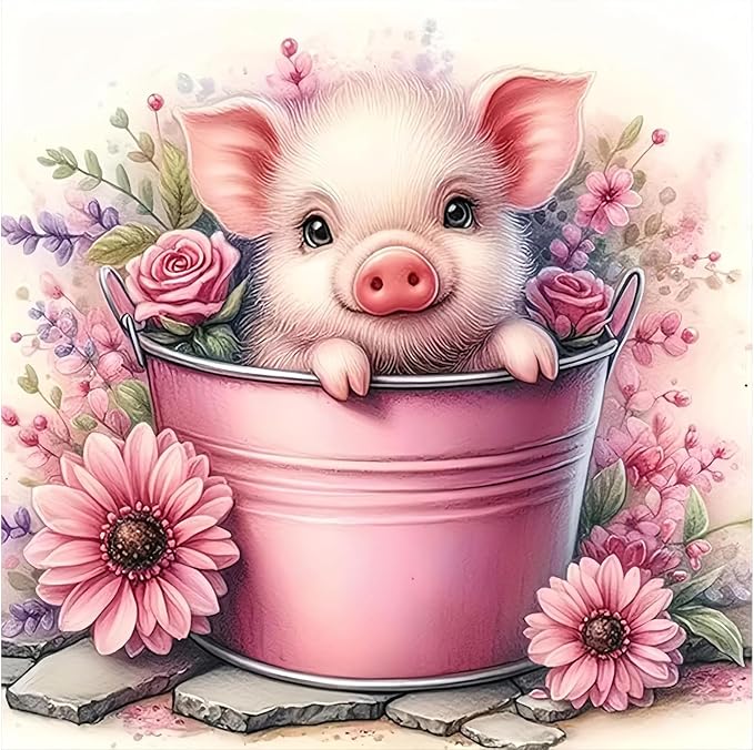 xackcme Paint by Numbers for Adults Cute Pig by xackcme