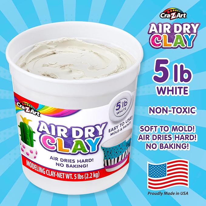 Cra-Z-Art Air Dry Clay - 5lb Bucket Natural White Modeling Clay - Image 2