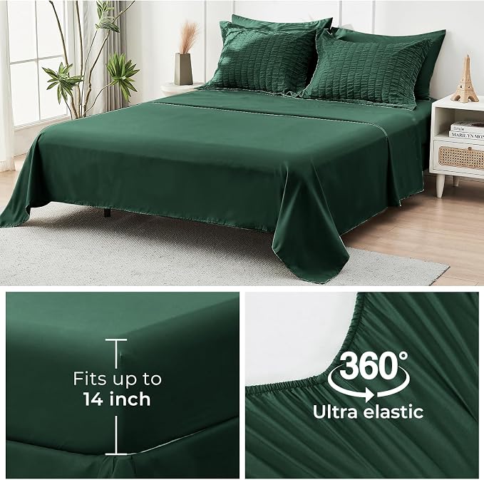 HYMOKEGE Emerald Green Twin XL Comforter Set Seersucker 5 Pieces, All Season - Image 7