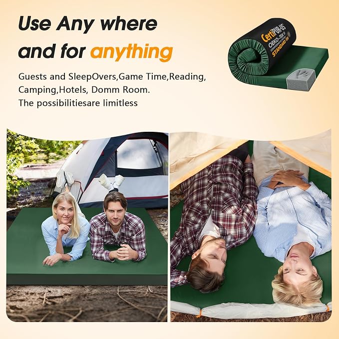 CYMULA Camping Cot Mattress 2in Memory Foam Sleeping Pad, Soft Warm Non-Slip - Image 4