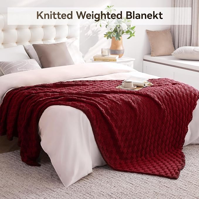 Knitted Weighted Blanket for Adults, Breathable Chunky Knit Blanket, Cooling - Image 6