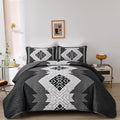 Dintszyayue Black Quilt Set Boho California King Size, 3 Piece Aztec Texture by Dintszyayue