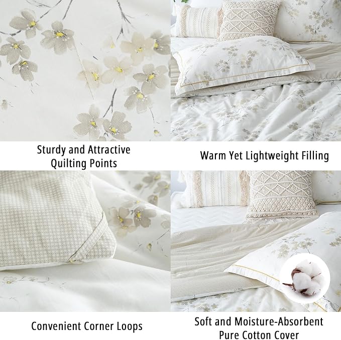LEMIROE Floral Cotton Comforter King Size - Image 5