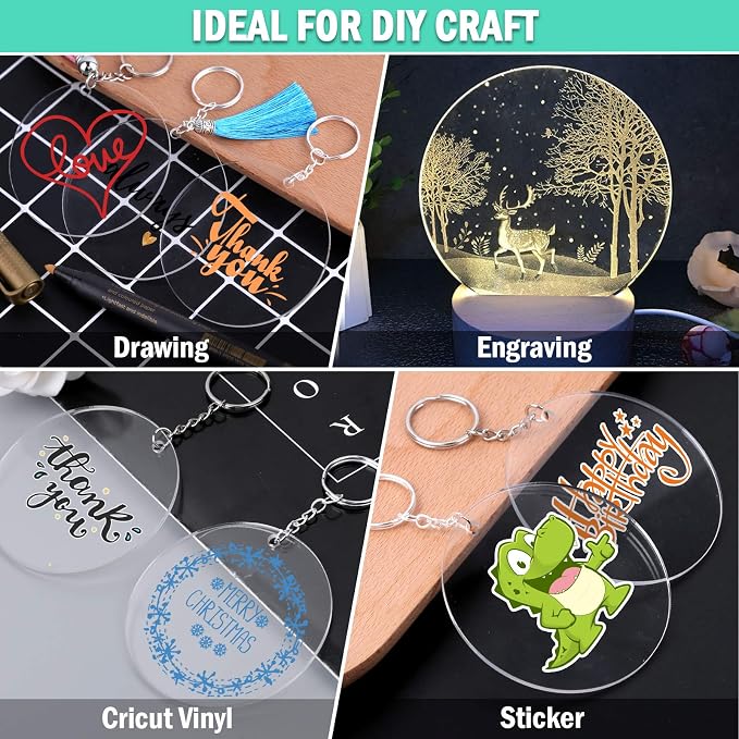 Acrylic Keychain Blanks, Audab 30PCS Bulk Acrylic Circles Clear Disc Ornaments - Image 6