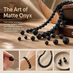 48pcs Natural Matte Black Onyx Gemstone Beads，8mm Frosted Round Loose Stone - Image 5