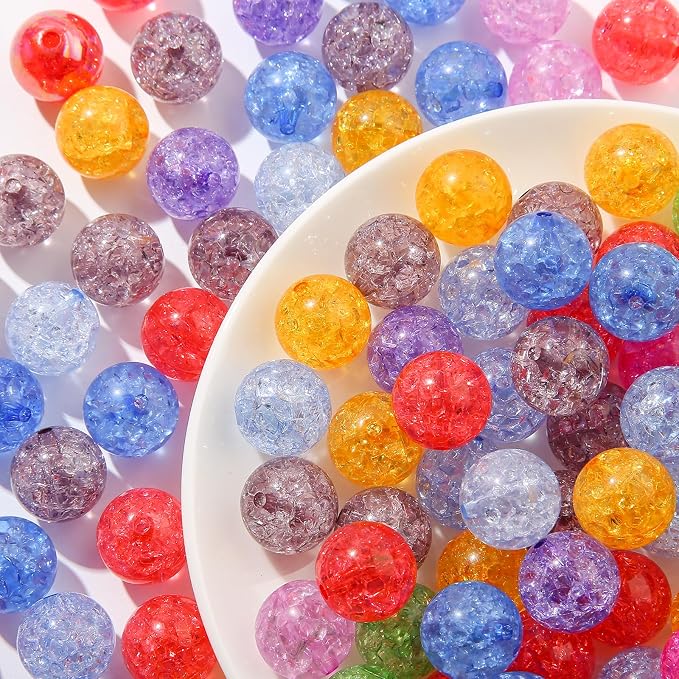 16mm Acrylic Beads Color Crackle Bead Round Loose Space Beads - Image 3