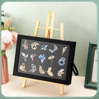 Huquary 3 Pcs Wooden Jewelry Box Glass Top Display Cases - Image 4