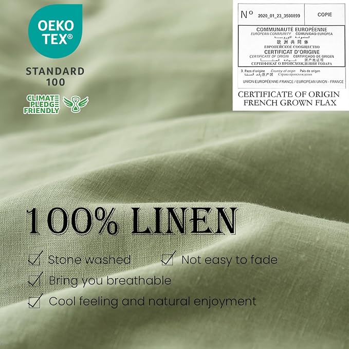 Simple&Opulence 100% Linen Duvet Cover Set 2pcs Basic Style Natural French - Image 2
