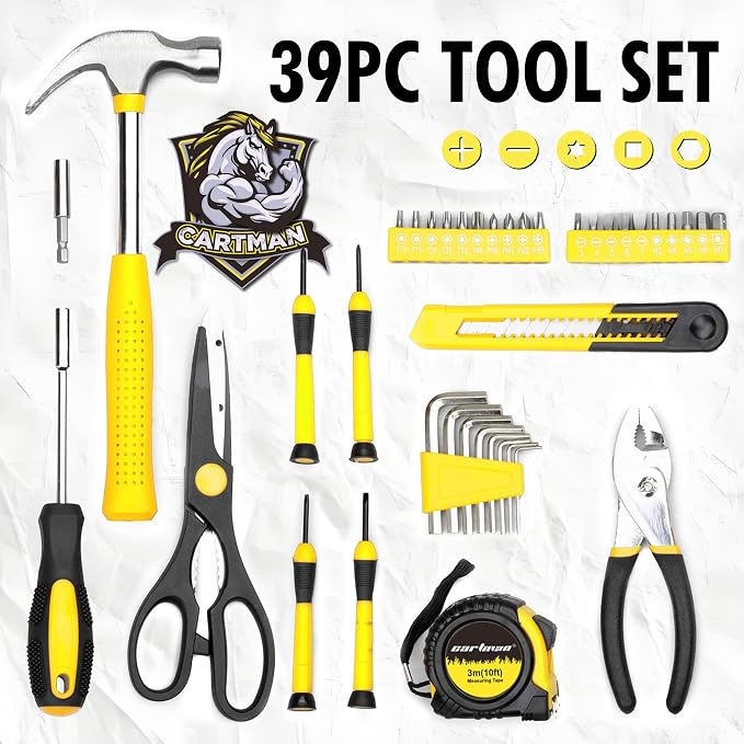 CARTMAN 39-Piece Household Tool Set, DIY projects, furniture setup, and daily - Image 3