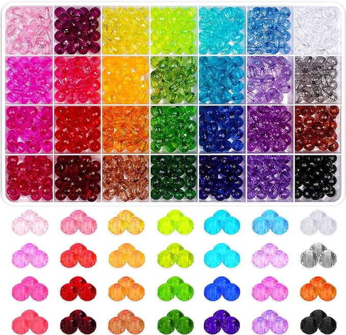 Paxcoo 700 Pcs Crystal Acrylic Beads Faceted Bicone Gem Beads by PAXCOO