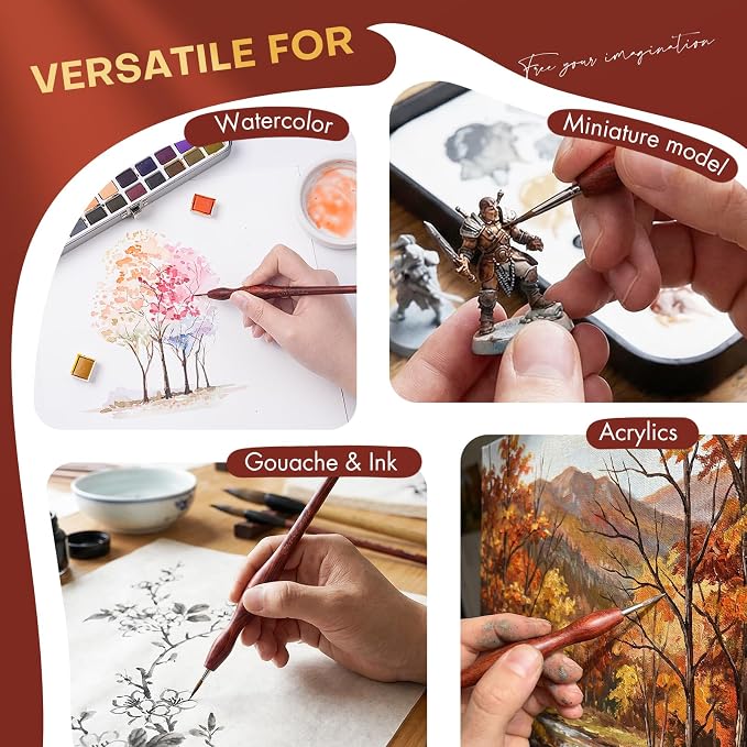Golden Maple Kolinsky Sable Miniature Brushes Set - Image 6