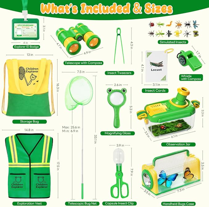 Bug Catcher for Kids, Magnifying Glass Butterfly Net Kids Binoculars, Outdoor - Image 4