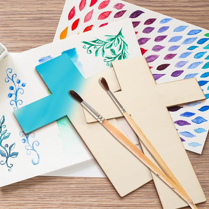 Anglechic 12 Pcs Wooden Cross Craft 12 Inch Wood Crosses - Image 4