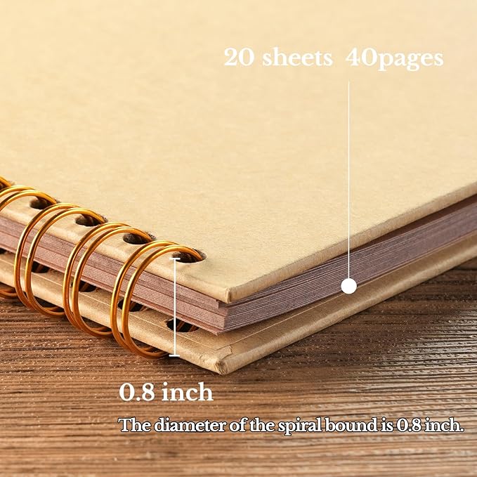 potricher 7 x 7 Inch DIY Scrapbook Album 40 Pages Hardcover Kraft Paper Scrap - Image 4
