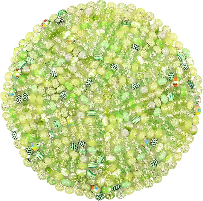 Large Hole Beads Spacer Beads Green Assorted European Craft Big Beads Large by BRACELETMAKINGKIT