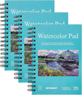 3 Pack 90 Sheet Watercolor Paper Pad 5.5“ x 8.5”, 140lb/300 GSM Cotton Cold by Hugestar