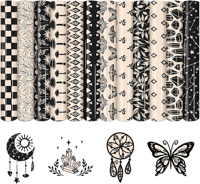 HTVSTD Mushroom HTV Heat Transfer Vinyl 12 Sheets 12×10in Iron on Vinyl | Black by CraftingEveryday