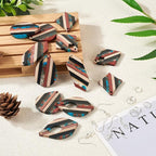 FASHEWELRY Striped Resin Wood Earrings Charms Rhombus Teardrop Kite Wooden - Image 6