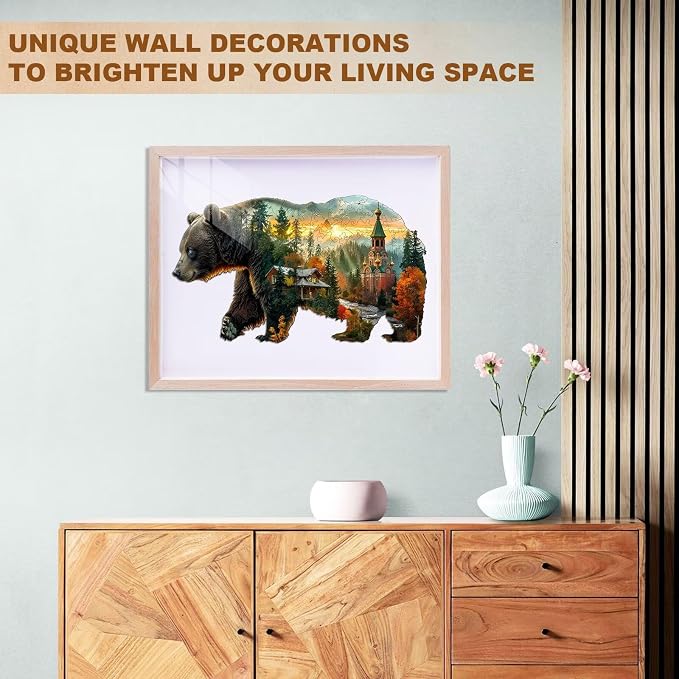 Forest Bear Puzzles Adults Gifts Wooden 60 Pieces 8.5 * 4.9in - Image 7