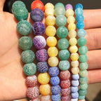 48pcs Natural Matte Rainbow Oxidized Gemstone Beads，8mm Frosted Round Loose - Image 3