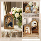 Wonderjune 3 Pcs Vintage Picture Frames Antique Set Baroque Ornate Gold Arched - Image 4
