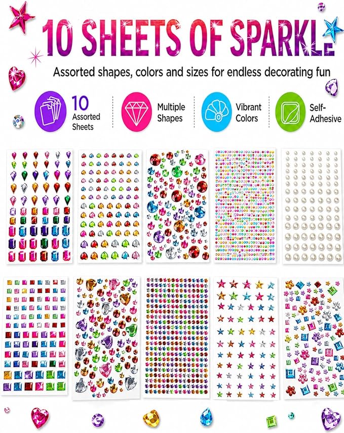 3062Pcs Gem Stickers-Self-Adhesive Face Jewelry Stickers, Acrylic Gems DIY - Image 4