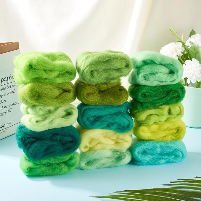 75G Needle Felting Wool Green Wool Roving - Image 6