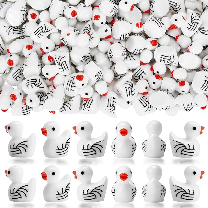 80 Pcs Mini Resin Volleyball Ducks, Small Figurines Bulk Tiny Sports Duck by Unknown